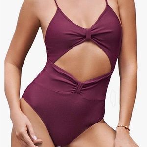 Maroon one piece bathing suit
